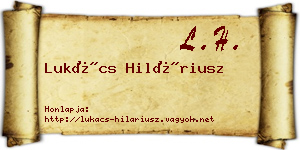 Lukács Hiláriusz névjegykártya